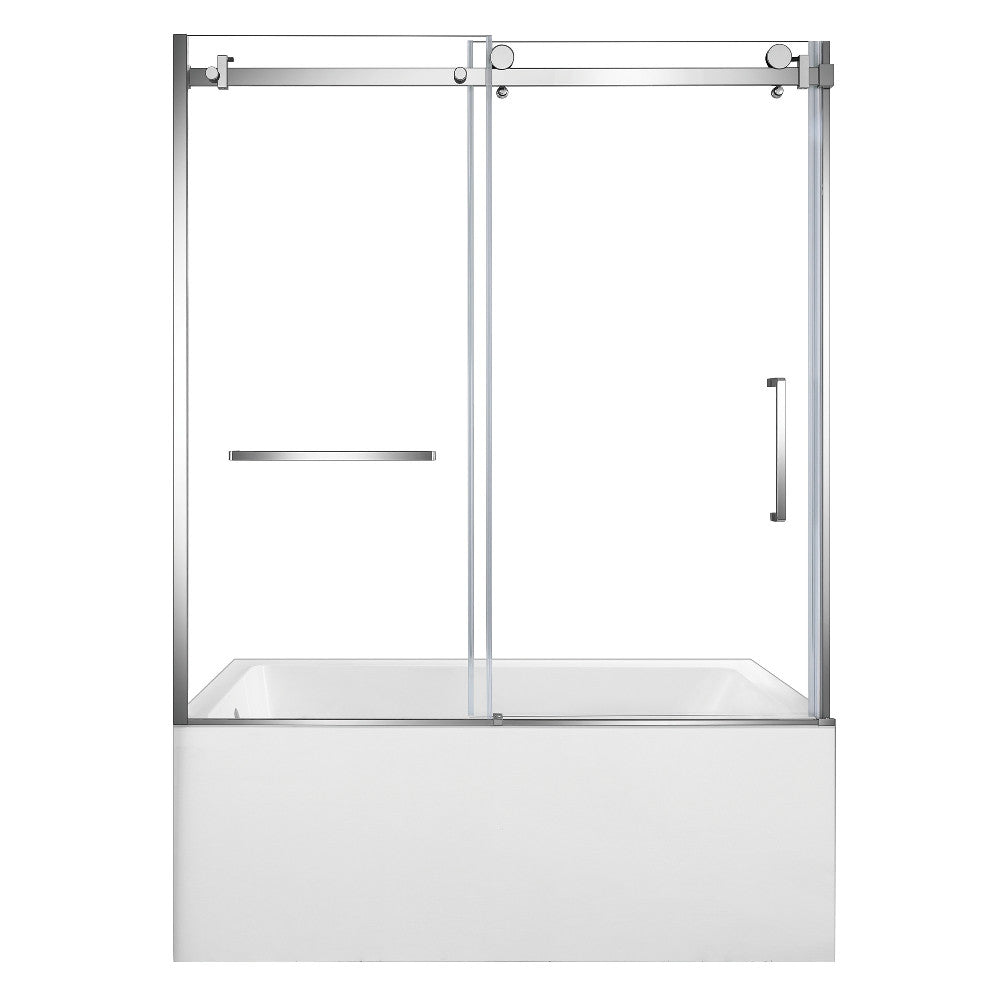 Kingston Brass KVTDE603122L1 60" Acrylic Rectangular 3-Wall Alcove Tub Combo with Tub Door (Left Hand Drain), White/Polished Chrome