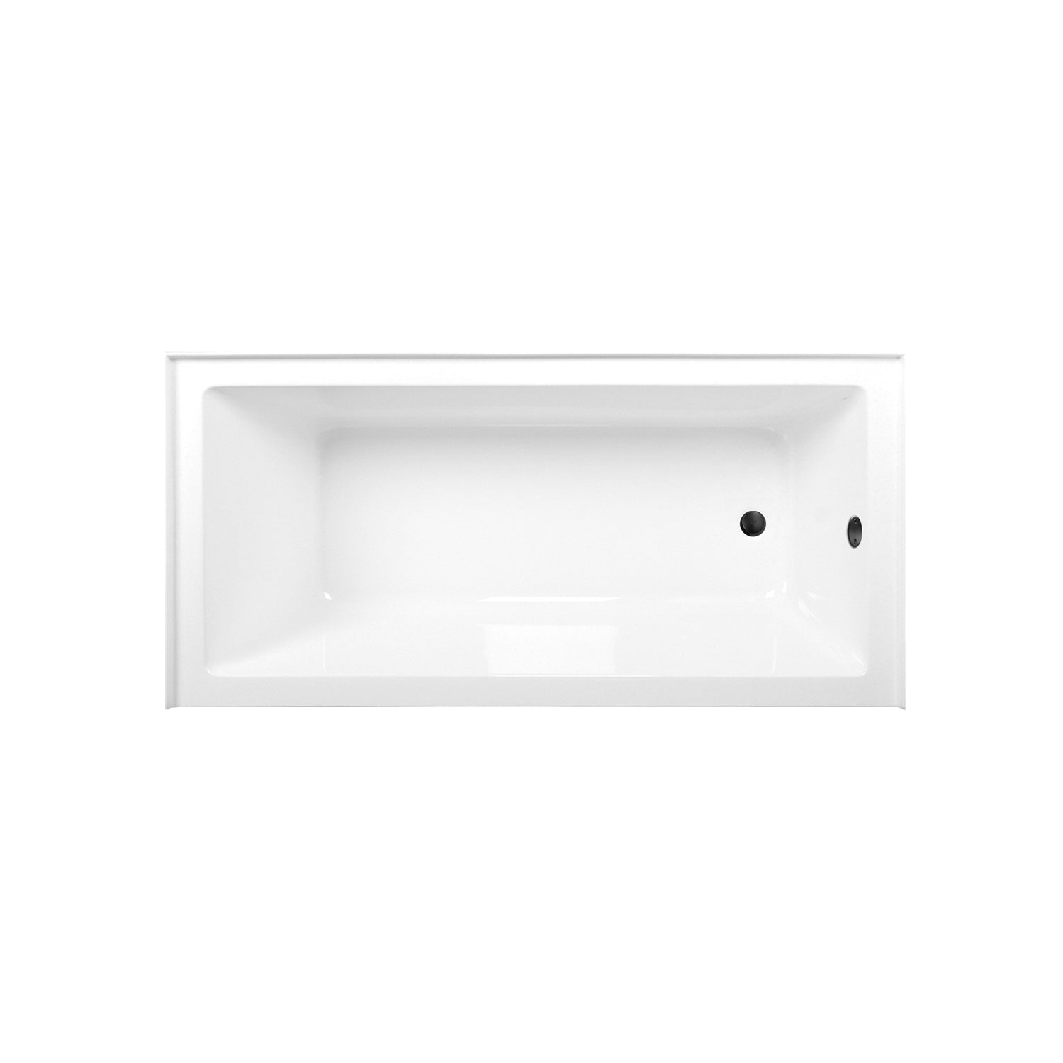 Aqua Eden CVTAP663222R0 66" Acrylic Rectangular 3-Wall Alcove Tub Combo with Waste and Overflow Drain (Right Hand Drain), Glossy White/Matte Black