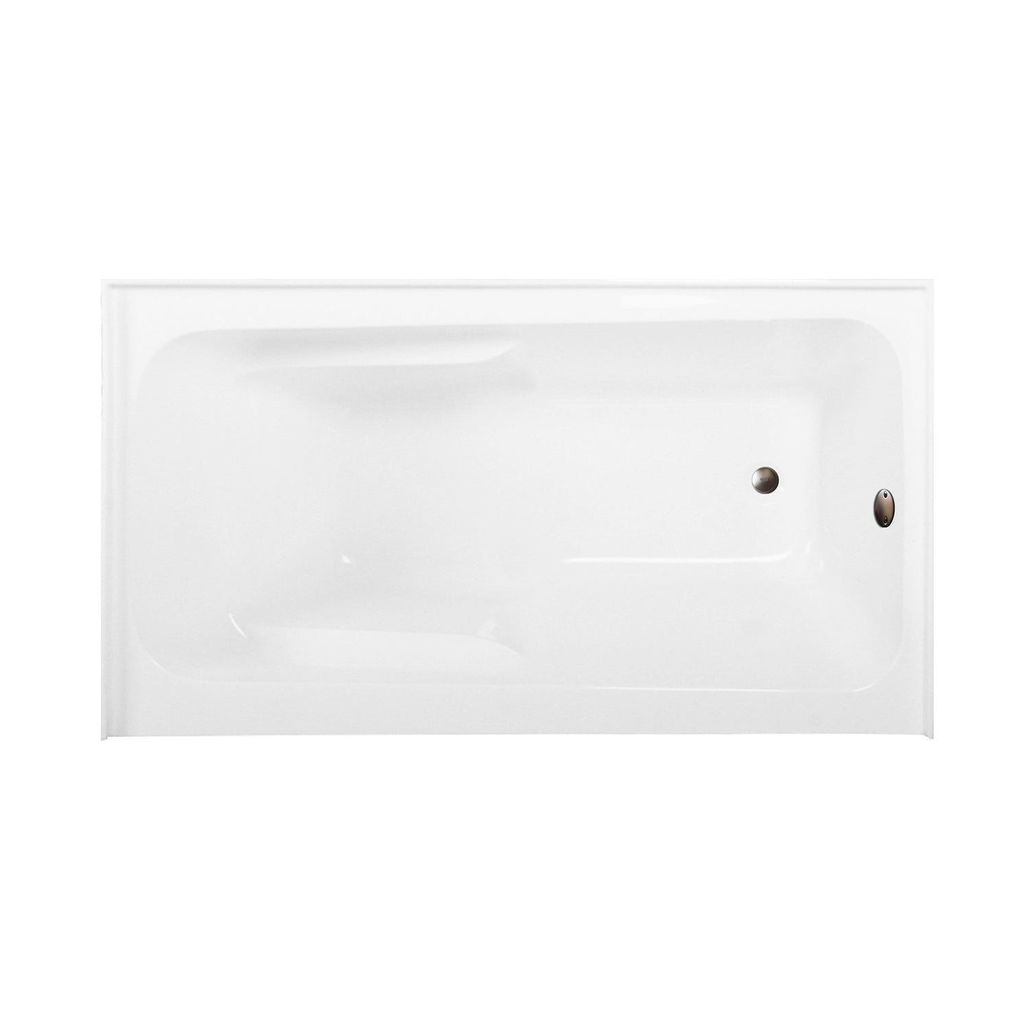 Aqua Eden CVTAP543023R5 54" Acrylic Rectangular 3-Wall Alcove Tub Combo with Armrests and Waste and Overflow Drain (Right Hand Drain), Glossy White/Oil Rubbed Bronze