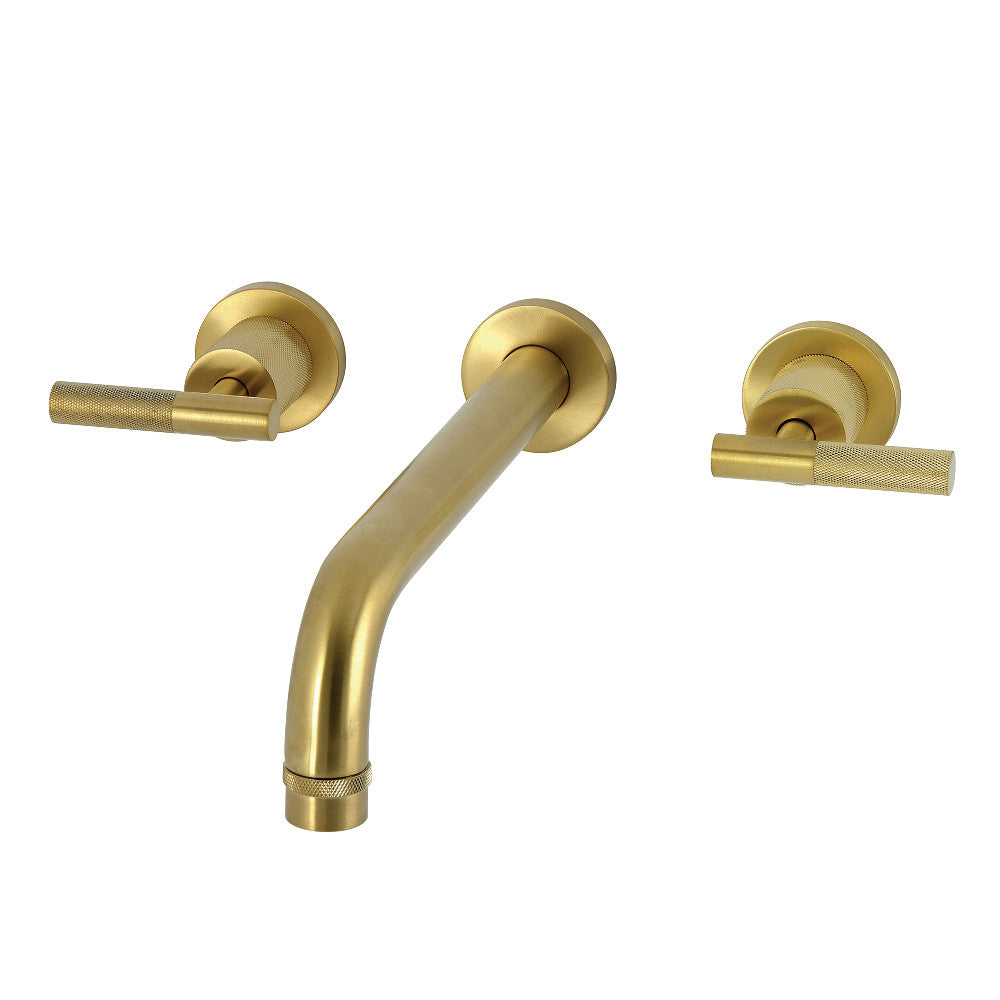 Kingston Brass KS8027KNL Convergent Two-Handle Wall Mount Roman Tub Faucet with Knurled Handle, Brushed Brass