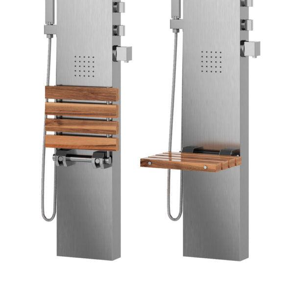 PULSE ShowerSpas Matte Brushed Stainless Steel Shower Panel - Oahu ShowerSpa - Bathroom Design Center