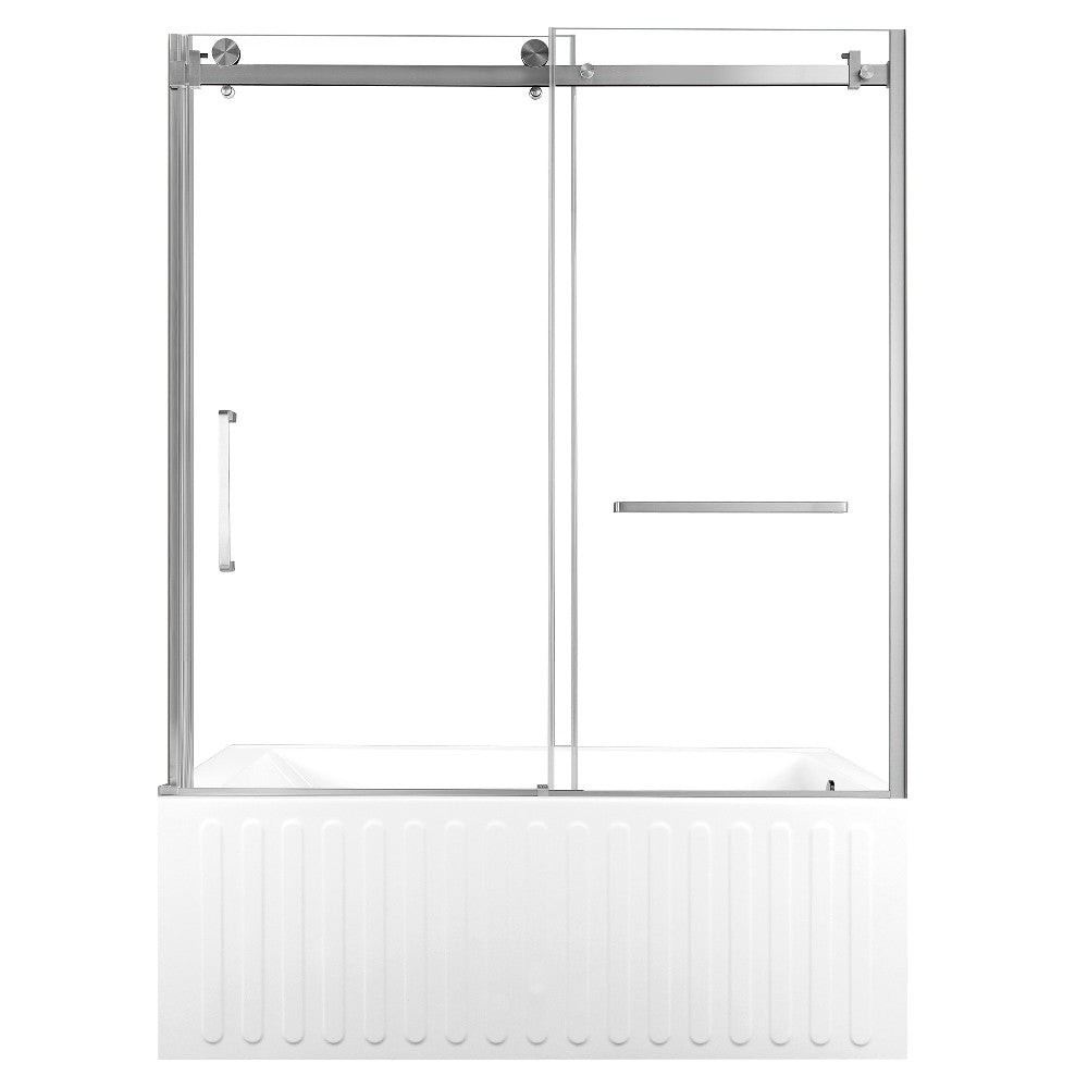 Kingston Brass KVTDE603121R8 60" Acrylic Rectangular 3-Wall Alcove Tub Combo with Tub Door (Right Hand Drain), White/Brushed Nickel