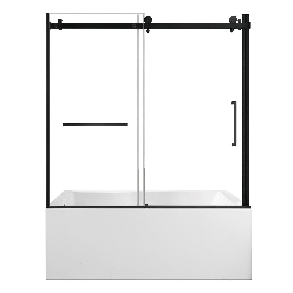 Kingston Brass KVTAP603222L0 60" Acrylic Rectangular 3-Wall Alcove Tub Combo with Tub Door (Left Hand Drain), White/Matte Black