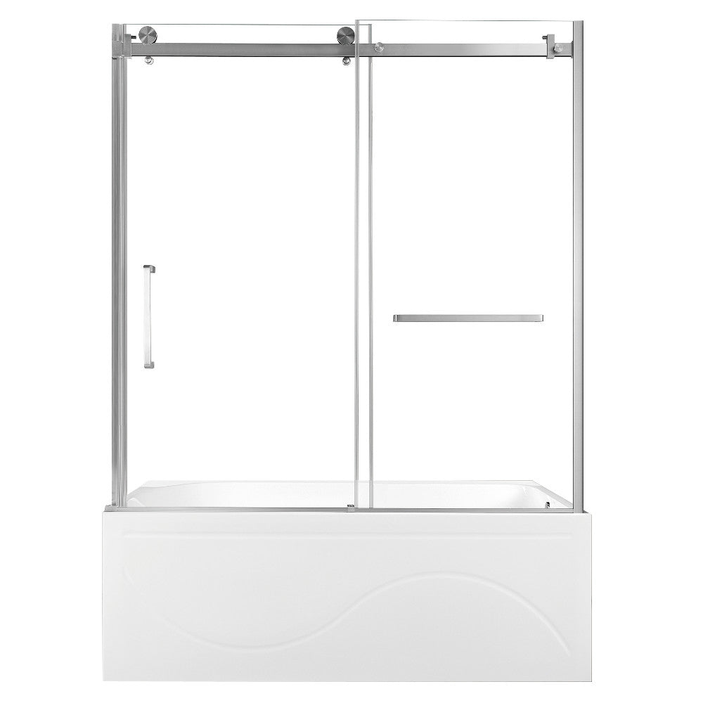 Kingston Brass KVTAP603216R8 60" Acrylic Rectangular 3-Wall Anti-Skid Alcove Tub Combo with Tub Door (Right Hand Drain), White/Brushed Nickel