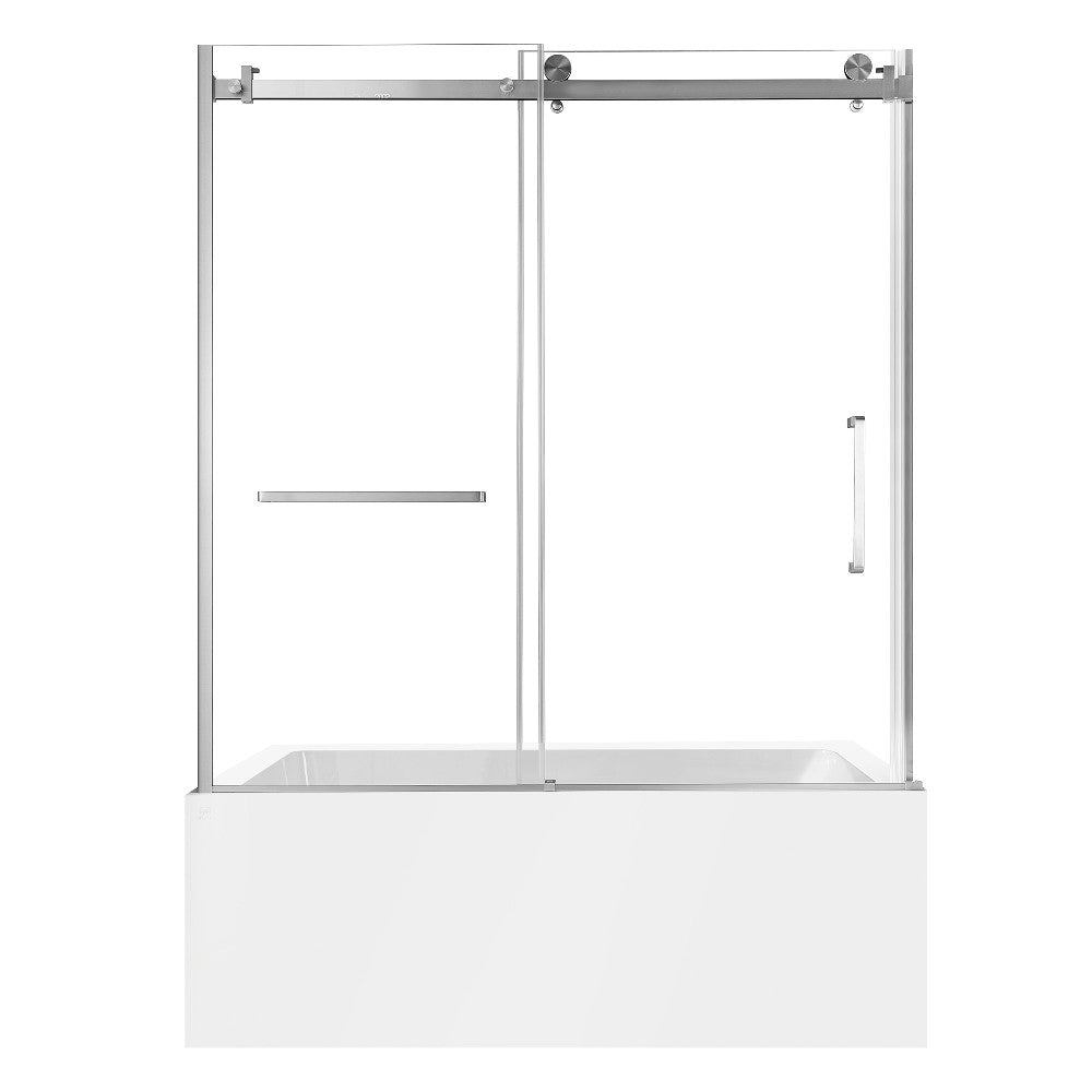 Kingston Brass KVTAP603222L8 60" Acrylic Rectangular 3-Wall Alcove Tub Combo with Tub Door (Left Hand Drain), White/Brushed Nickel