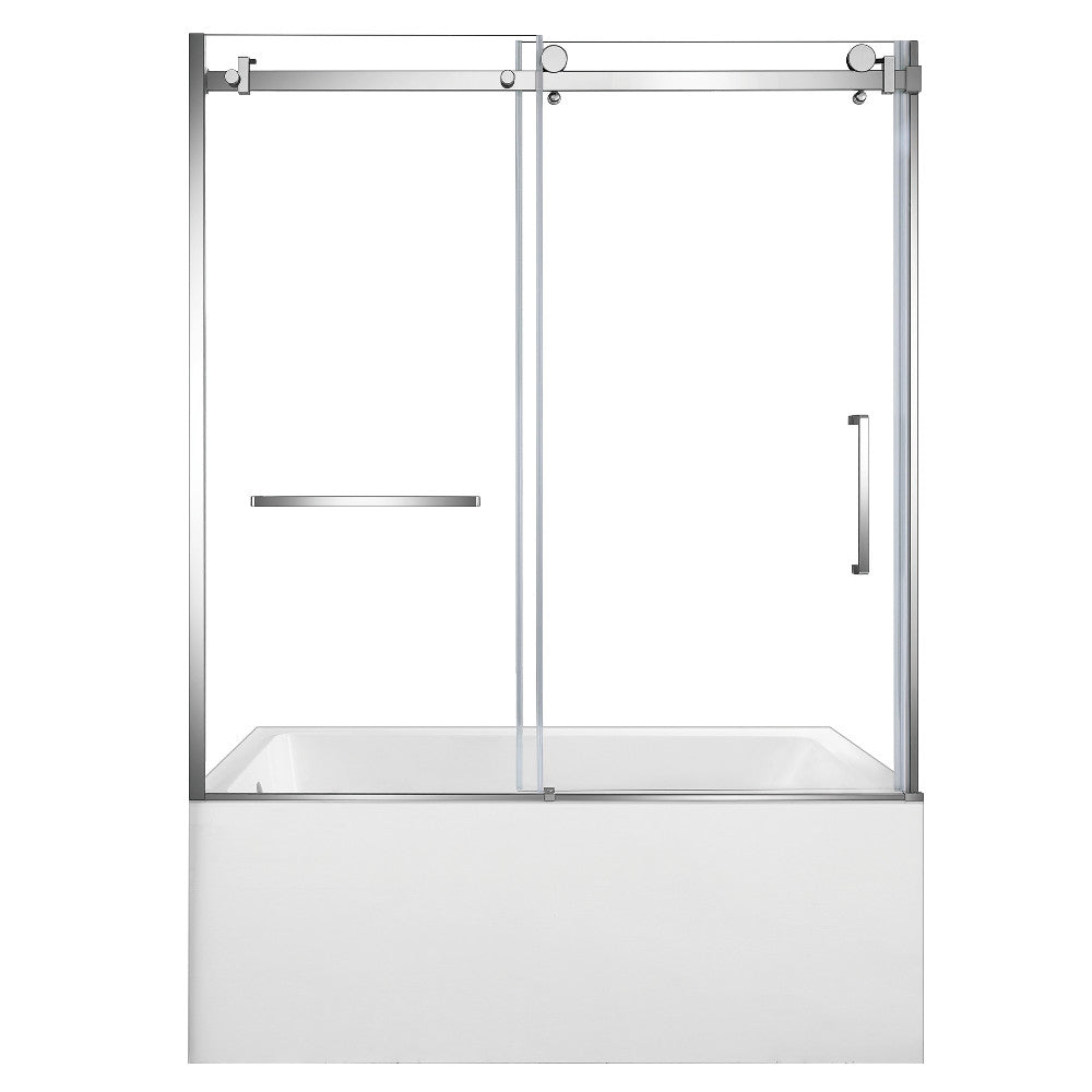 Kingston Brass KVTAP6032L221 60" Acrylic Rectangular 3-Wall Alcove Tub Combo with Tub Door (Left Hand Drain), White/Polished Chrome