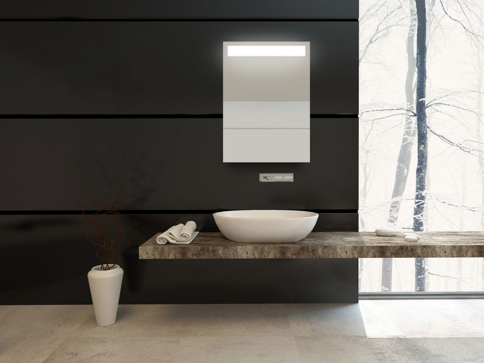 SIDLER Diamando LED Single Mirror Medicine Cabinet with Built in Outlet 15 1/4" x 32" - Bathroom Design Center