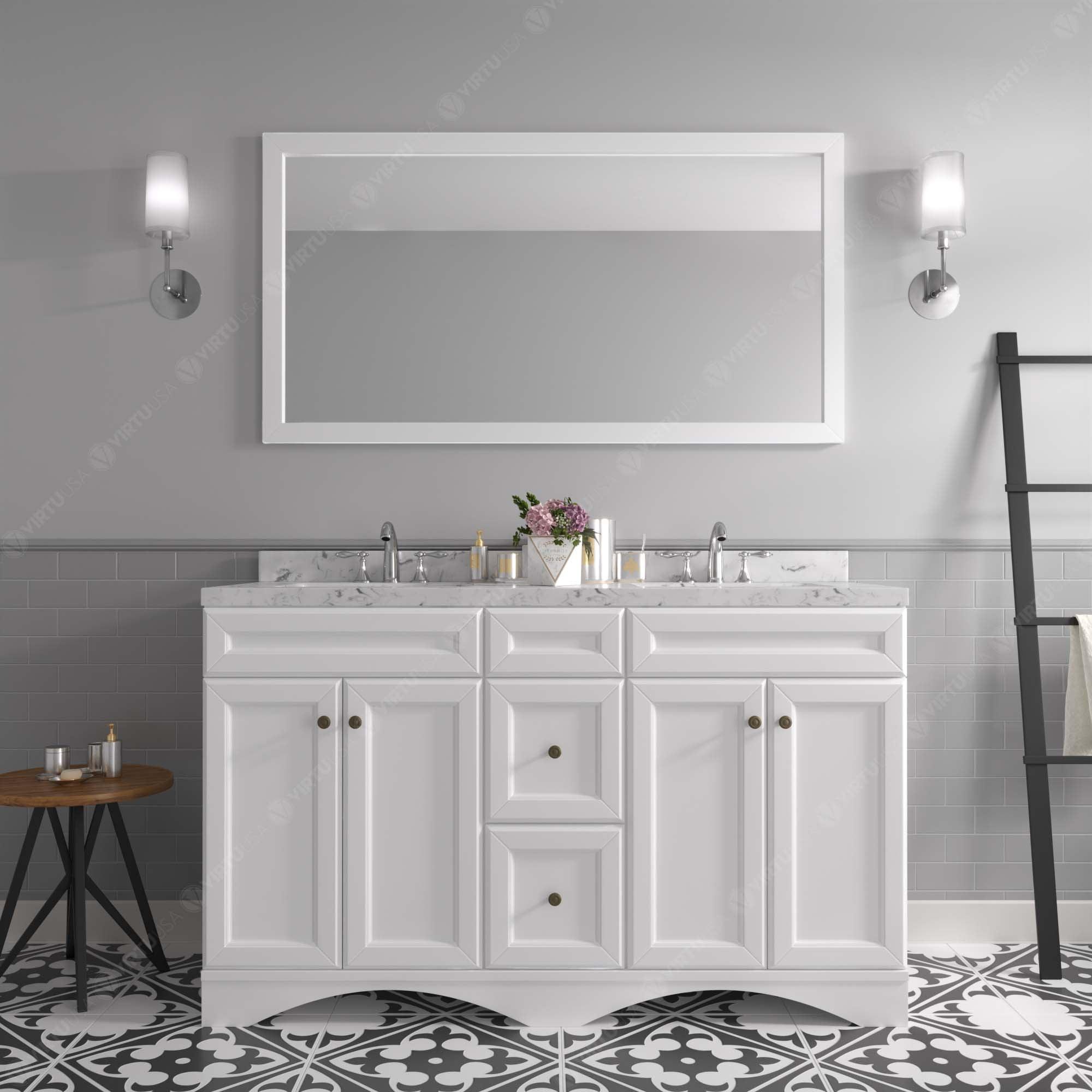 Virtu USA Talisa 60" Double Bath Vanity in White (multiple options) - Bathroom Design Center