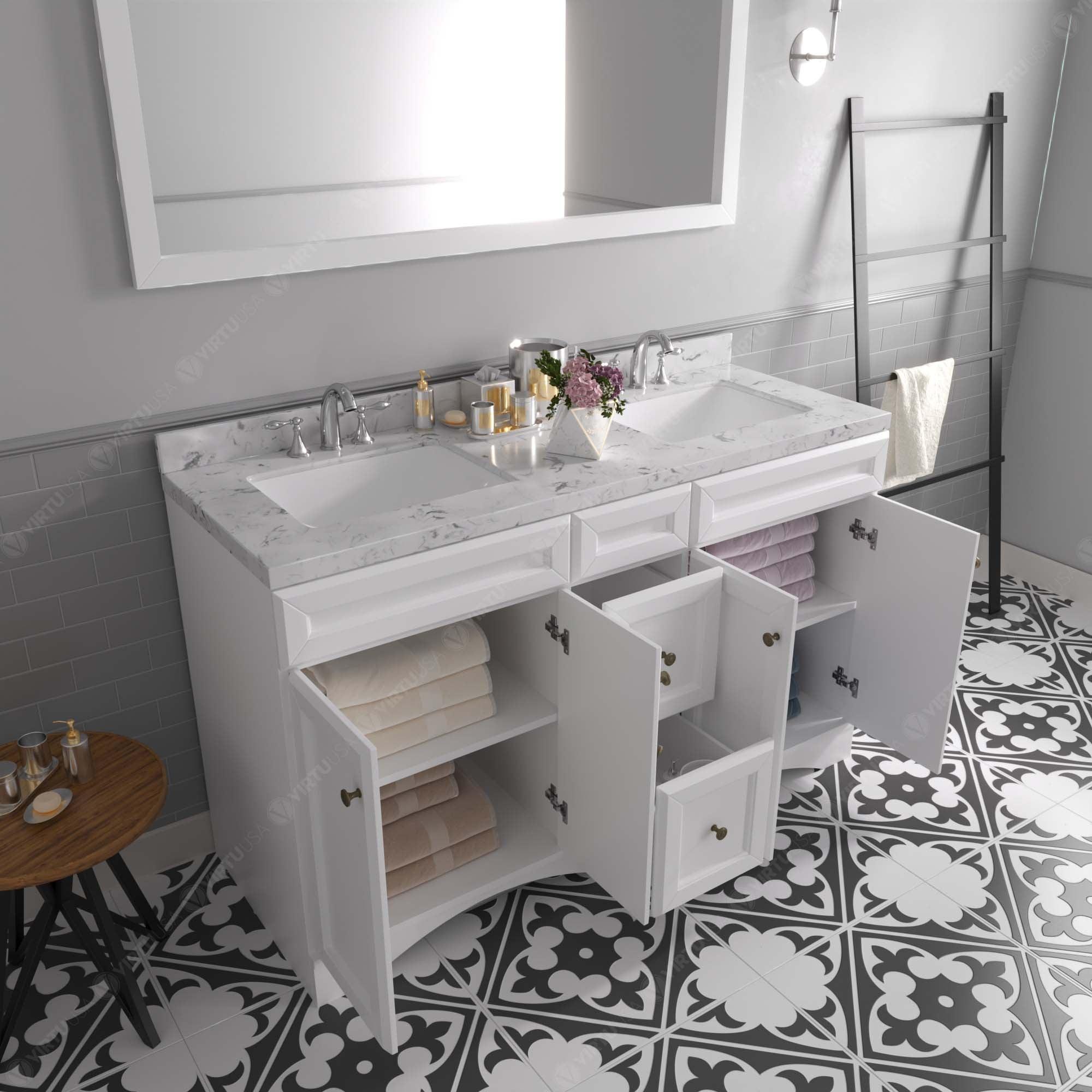 Virtu USA Talisa 60" Double Bath Vanity in White (multiple options) - Bathroom Design Center