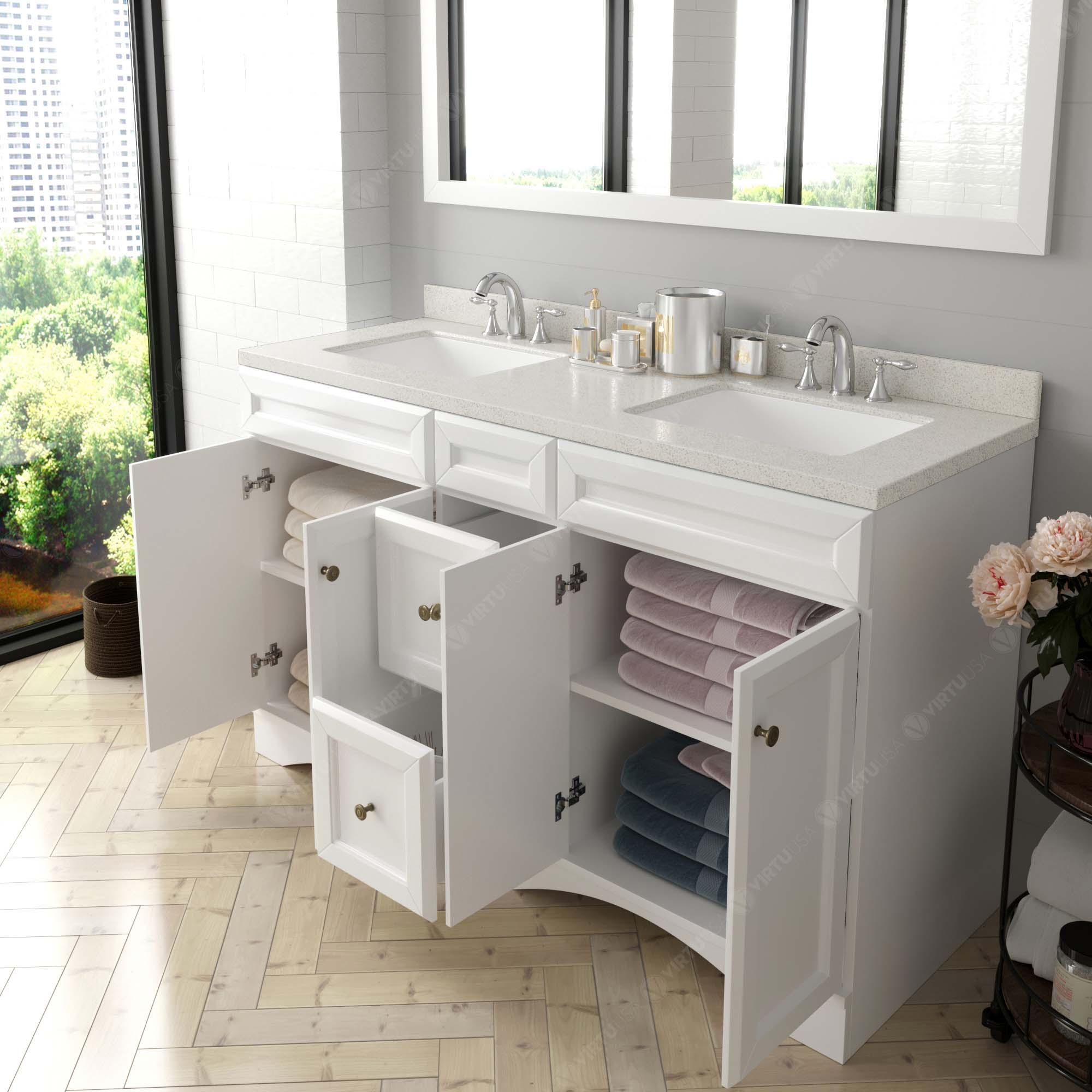 Virtu USA Talisa 60" Double Bath Vanity in White (multiple options) - Bathroom Design Center