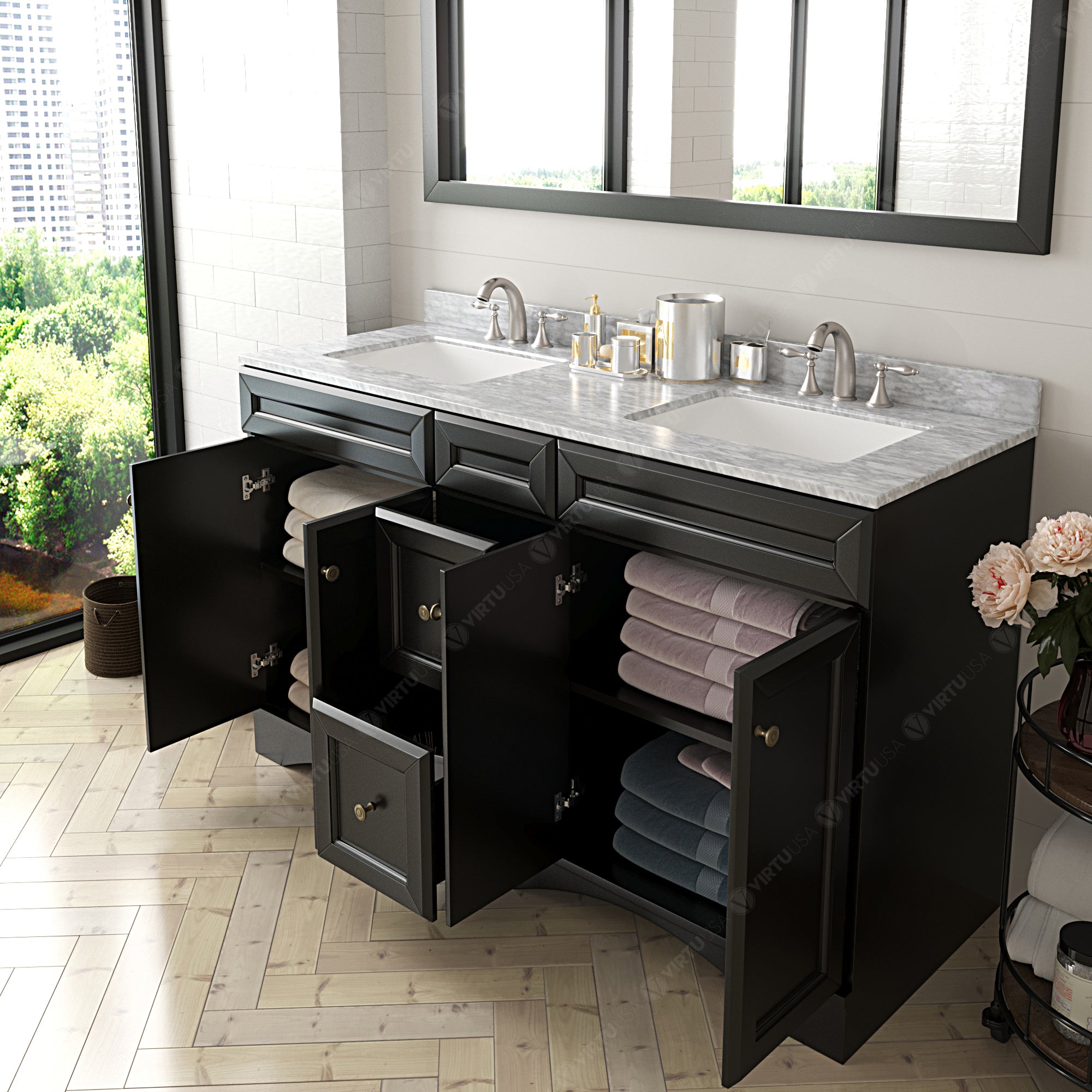 Virtu USA Talisa 60" Double Bath Vanity in Espresso (multiple options)