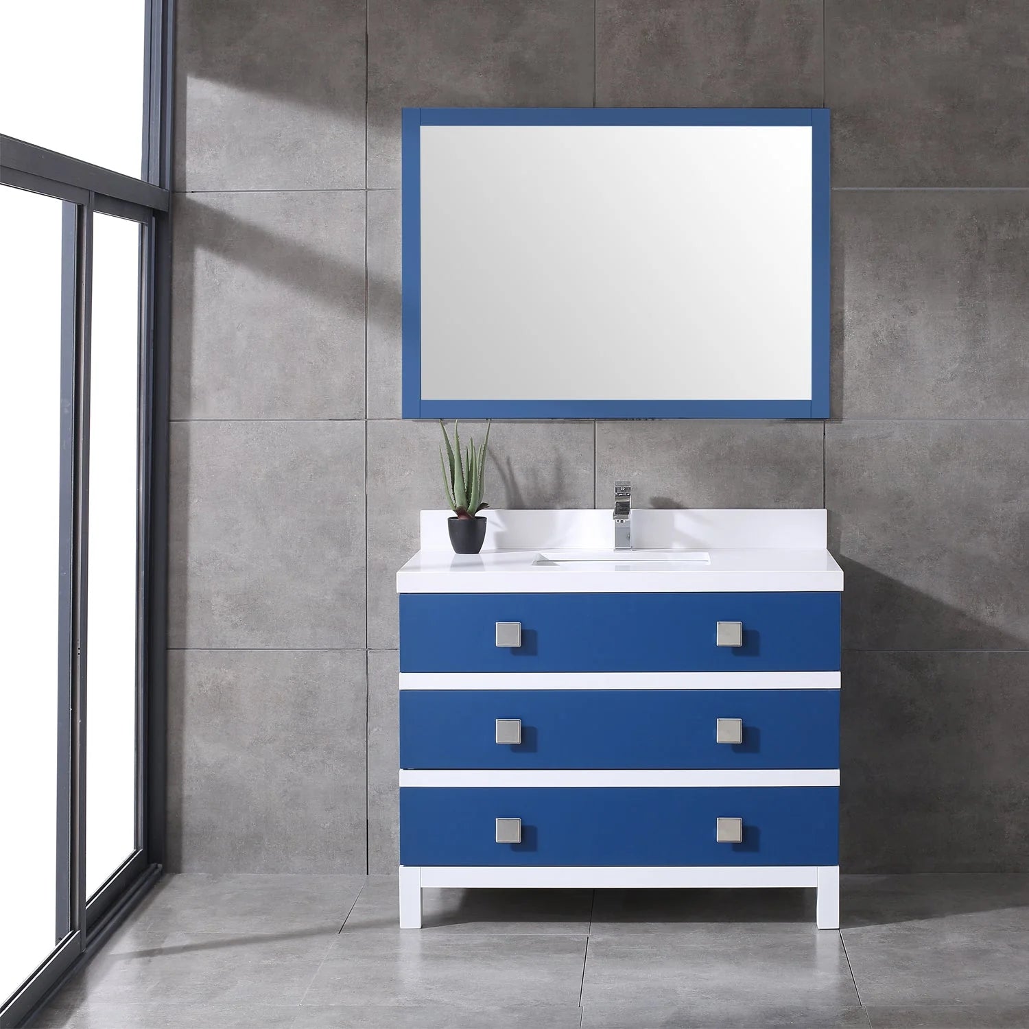 Eviva Sydney 42 Inch Bathroom Vanity with Solid Quartz Countertop - Bathroom Design Center