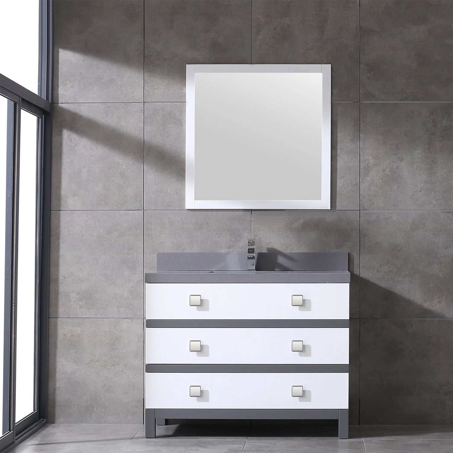 Eviva Sydney 42 Inch Bathroom Vanity with Solid Quartz Countertop - Bathroom Design Center