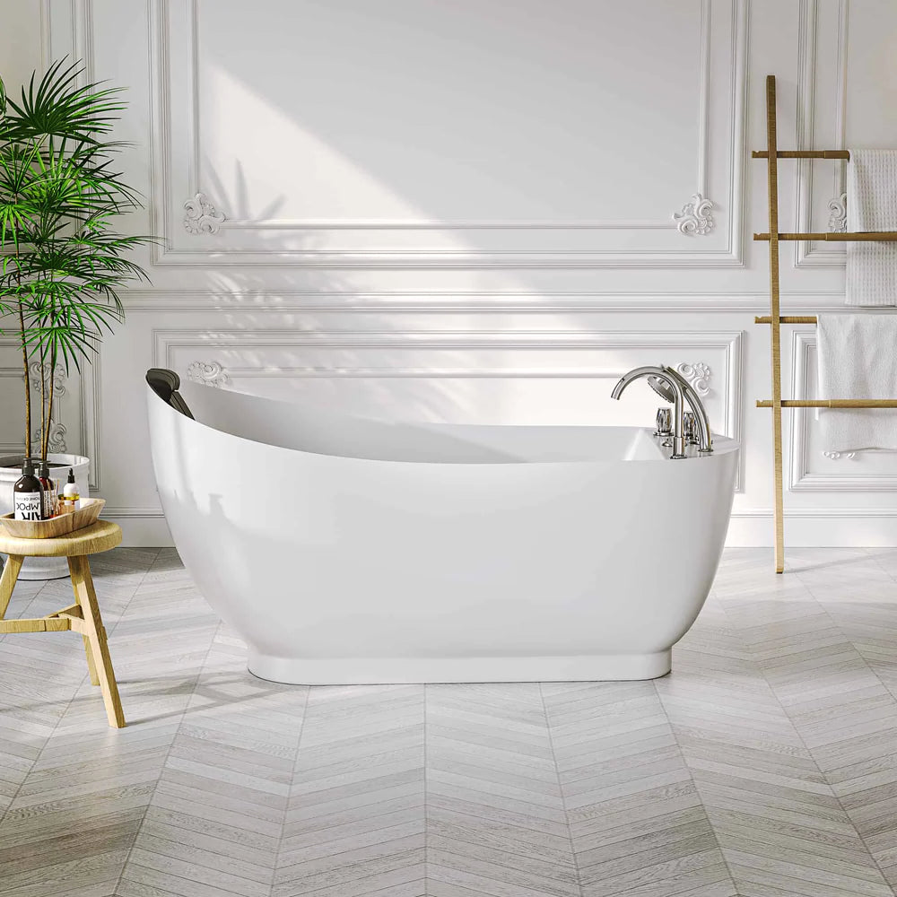 Empava 59 in. Acrylic Oval Whirlpool Freestanding Bathtub - Bathroom Design Center