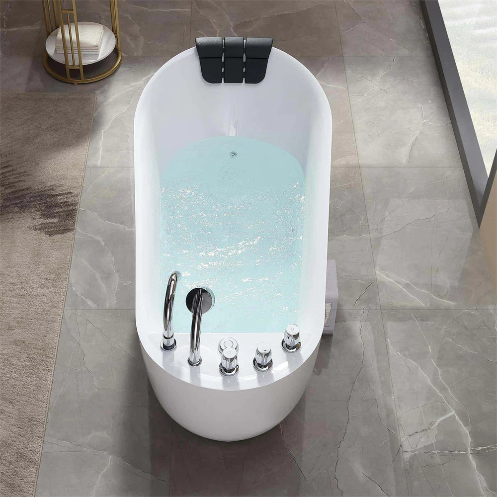 Empava 59 in. Acrylic Oval Whirlpool Freestanding Bathtub - Bathroom Design Center