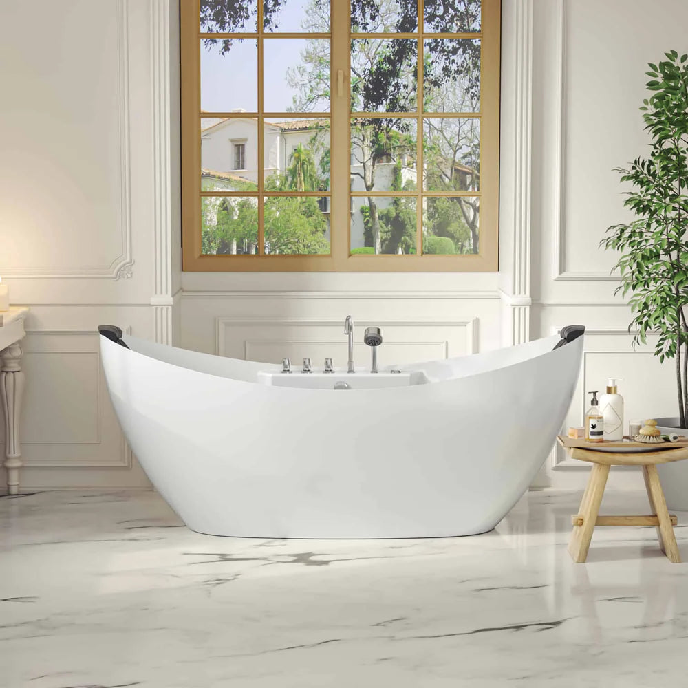 Empava 67AIS10 67" Whirlpool Freestanding Acrylic Bathtub - Bathroom Design Center