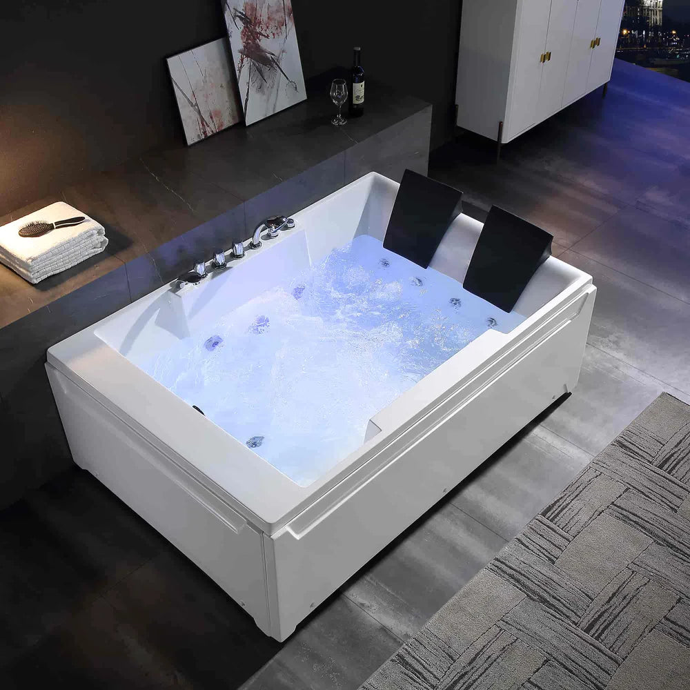 Empava 72 in. Whirlpool Luxury 2-Person Hydromassage Bathtub with Chromatherapy - Bathroom Design Center