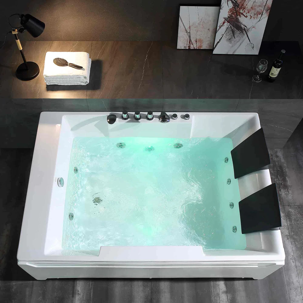 Empava 72 in. Whirlpool Luxury 2-Person Hydromassage Bathtub with Chromatherapy - Bathroom Design Center