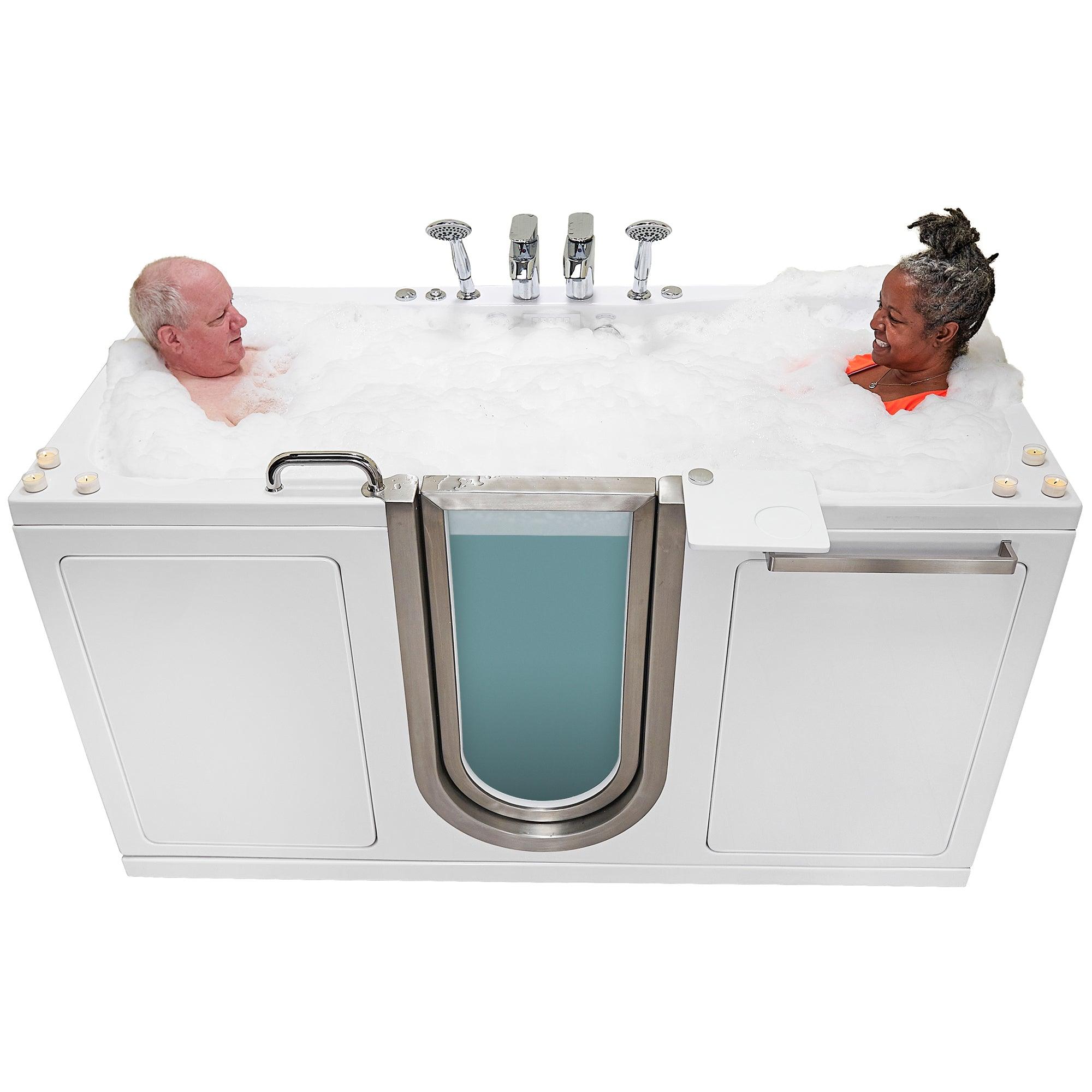 Ella Escape 36"x72" Two Seat Walk in Bathtub, Air + Hydro + Independent Foot Massage + Chromatherapy - Bathroom Design Center