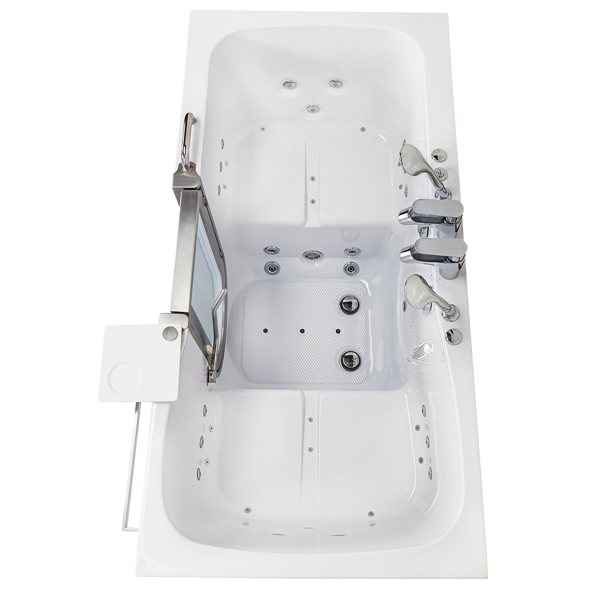 Ella Escape 36"x72" Two Seat Walk in Bathtub, Air + Hydro + Independent Foot Massage + Chromatherapy - Bathroom Design Center