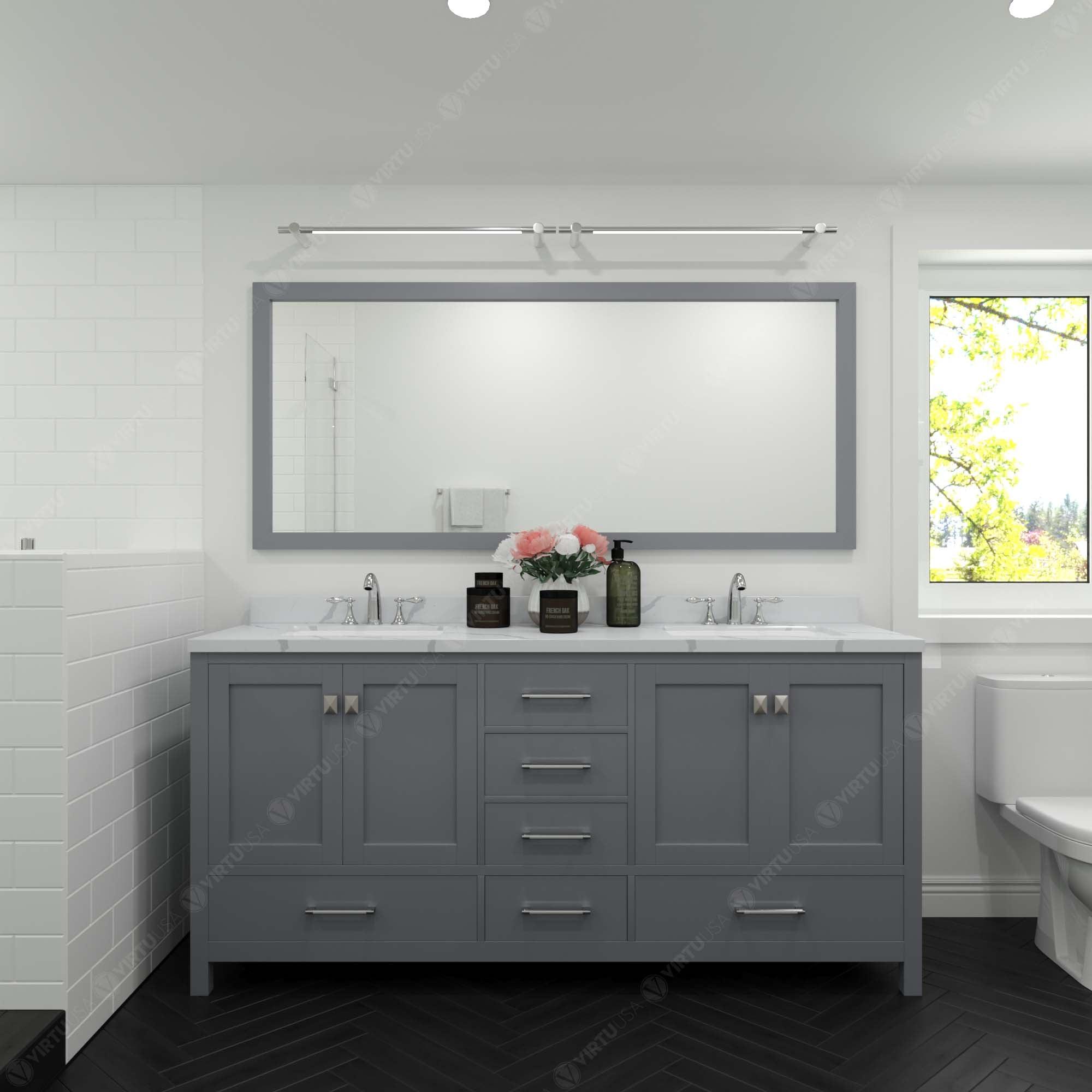 Virtu USA Caroline Avenue 72" Double Bath Vanity in Gray (multiple options) - Bathroom Design Center