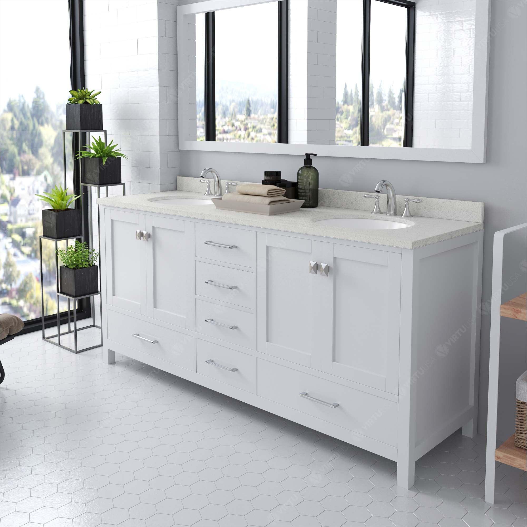Caroline Avenue 72" Double Bath Vanity in White (multiple options) - Bathroom Design Center