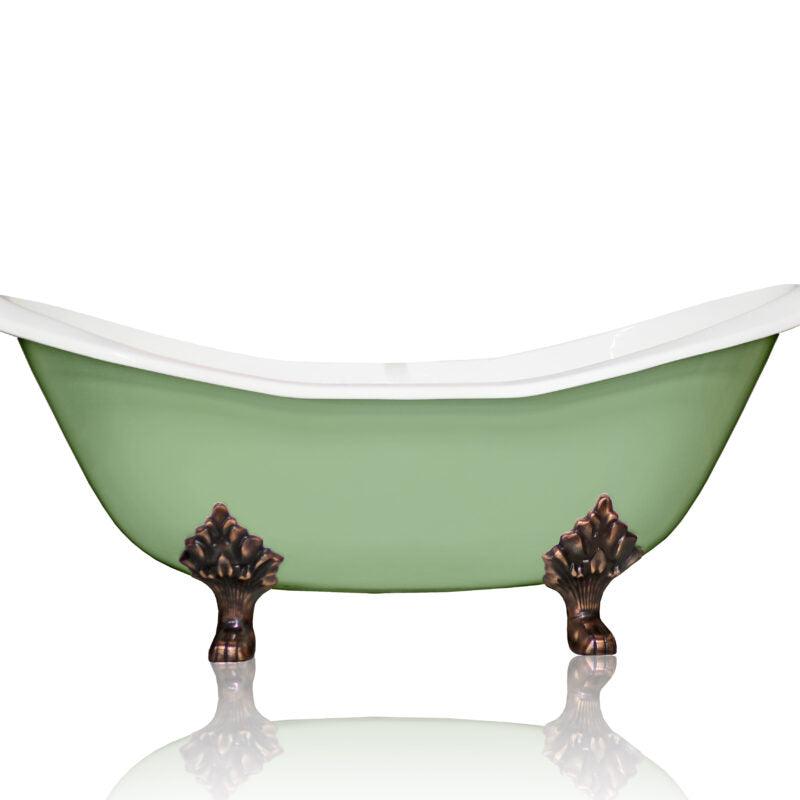 WatermarkFixtures Antique Inspired Marquis 72” Double Slipper Cast Iron Porcelain Clawfoot Bathtub - Bathroom Design Center