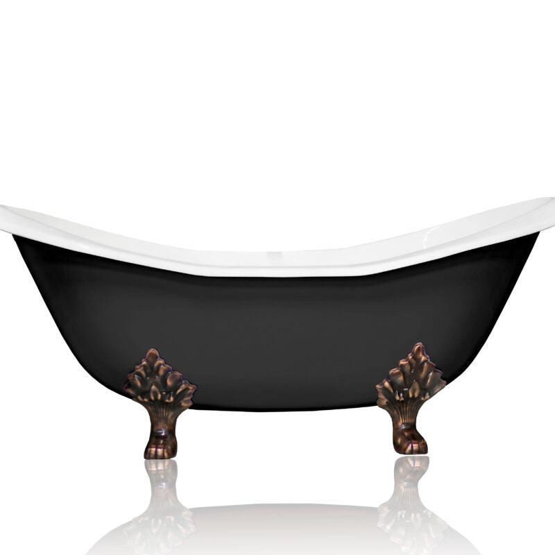 WatermarkFixtures Antique Inspired Marquis 72” Double Slipper Cast Iron Porcelain Clawfoot Bathtub - Bathroom Design Center