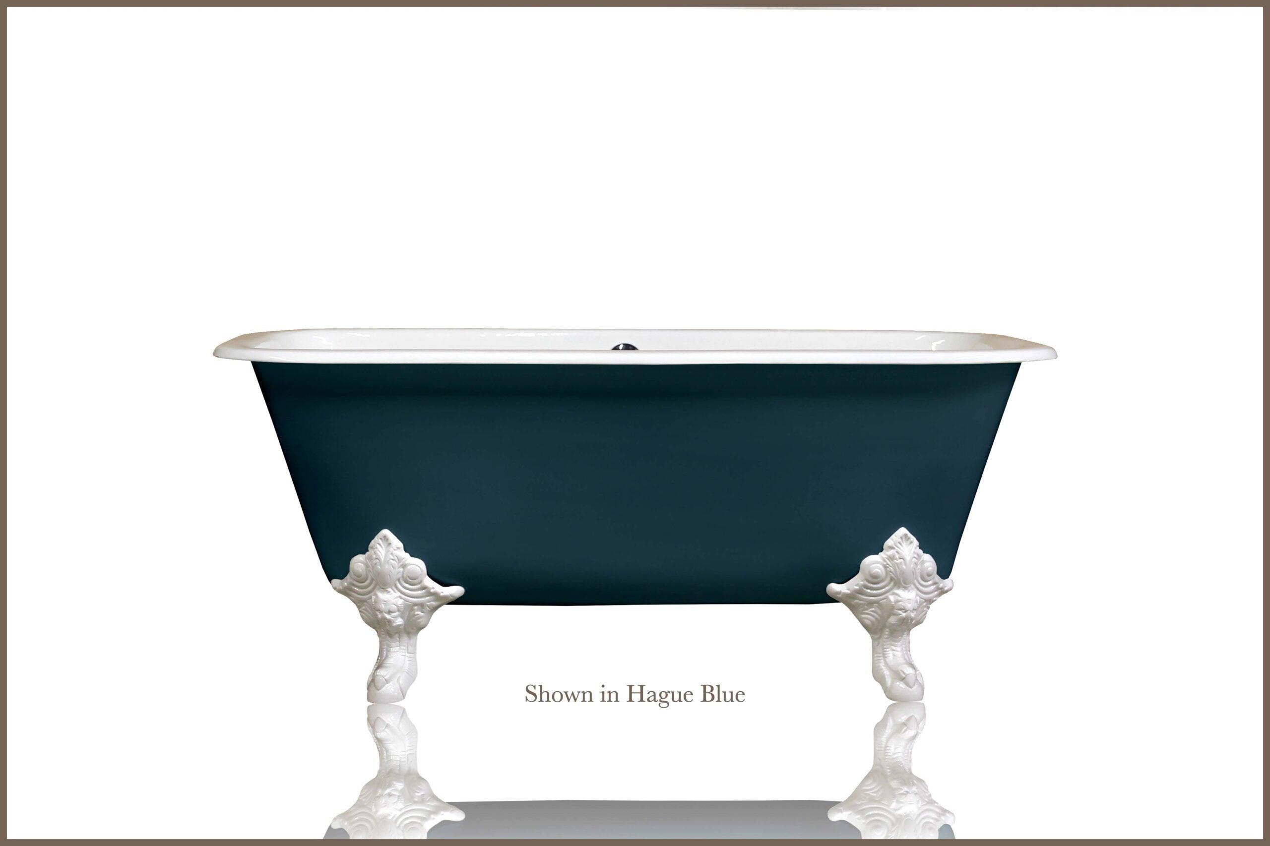 WatermarkFixtures Edwardian Style Flat Rimmed Concordia 67” Squared Double Cast Iron Porcelain Clawfoot Bathtub - Bathroom Design Center