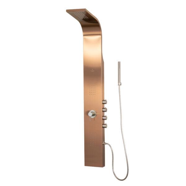 PULSE ShowerSpas Brushed Bronze Stainless Steel Shower Panel - Santa Cruz ShowerSpa - Bathroom Design Center