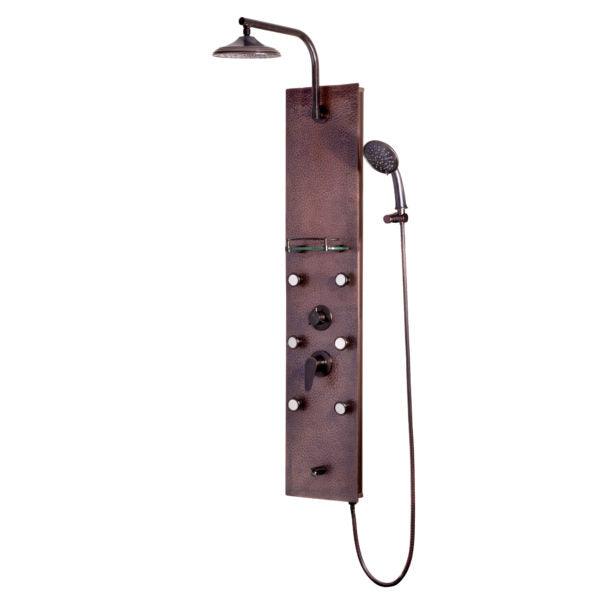 PULSE ShowerSpas Hammered Copper ORB Shower Panel - Sedona ShowerSpa - Bathroom Design Center