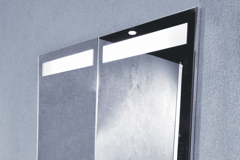 SIDLER Diamando LED Single Mirror Medicine Cabinet with Built in Outlet 15 1/4" x 32" - Bathroom Design Center
