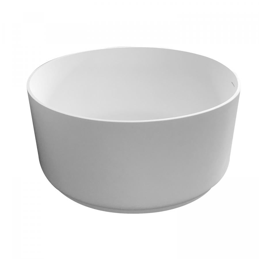 Kingston Brass Aqua Eden Arcticstone 51" Round Solid Surface Freestanding Tub with Drain, Matte White