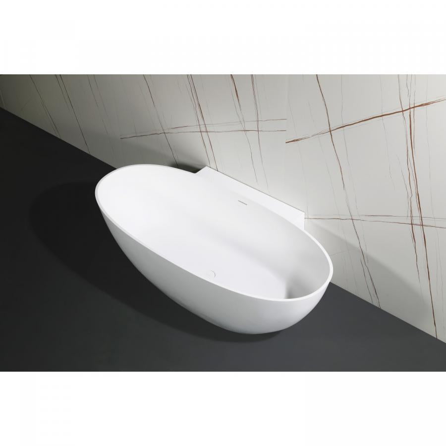 Kingston Brass Aqua Eden Acrticstone 71-Inch Solid Surface Freestanding Tub with Drain, Matte White