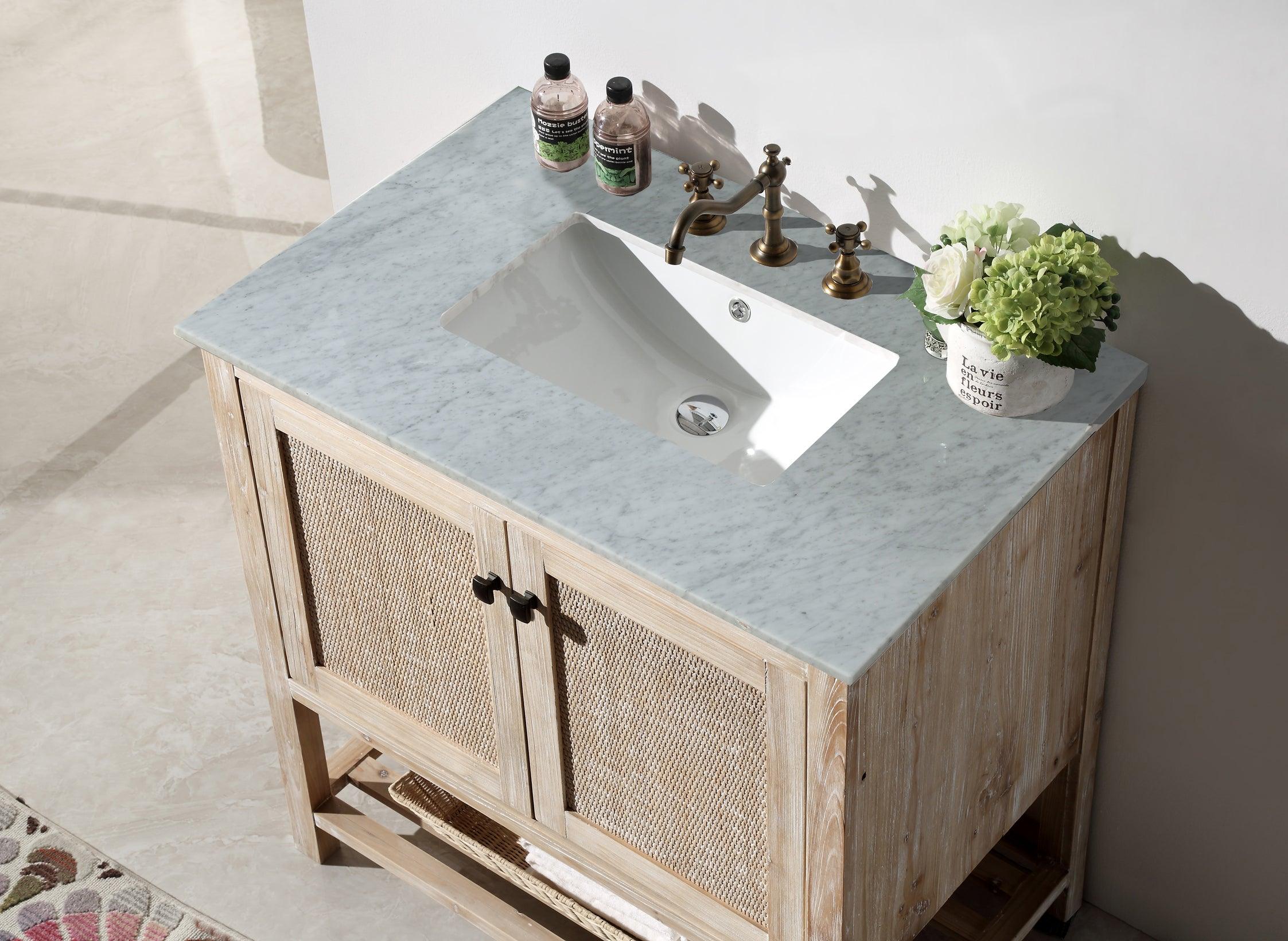 Legion Furniture 36" Solid Wood Vanity with Marble Top - Bathroom Design Center