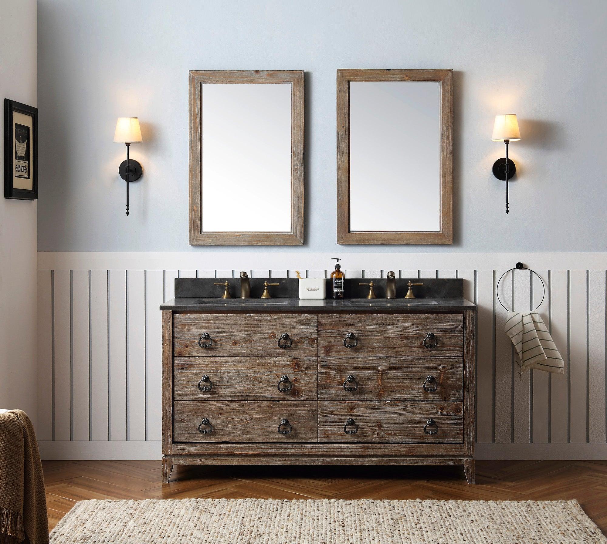 Legion Furniture 60" Wood Sink Vanity With Moon Stone Top  - Available in 60", 48" and 36" - Bathroom Design Center