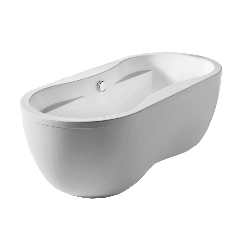 WHITEHAUS 67" Oval Double Ended Acrylic Free Standing Bathtub with Dual Armrests - Bathroom Design Center