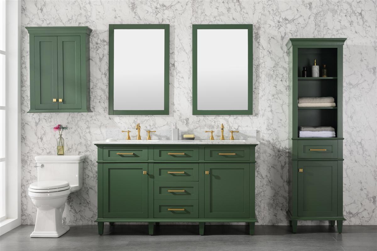 Legion Furniture 60" Double Sink Vanity Cabinet With Carrara White Top - Bathroom Design Center