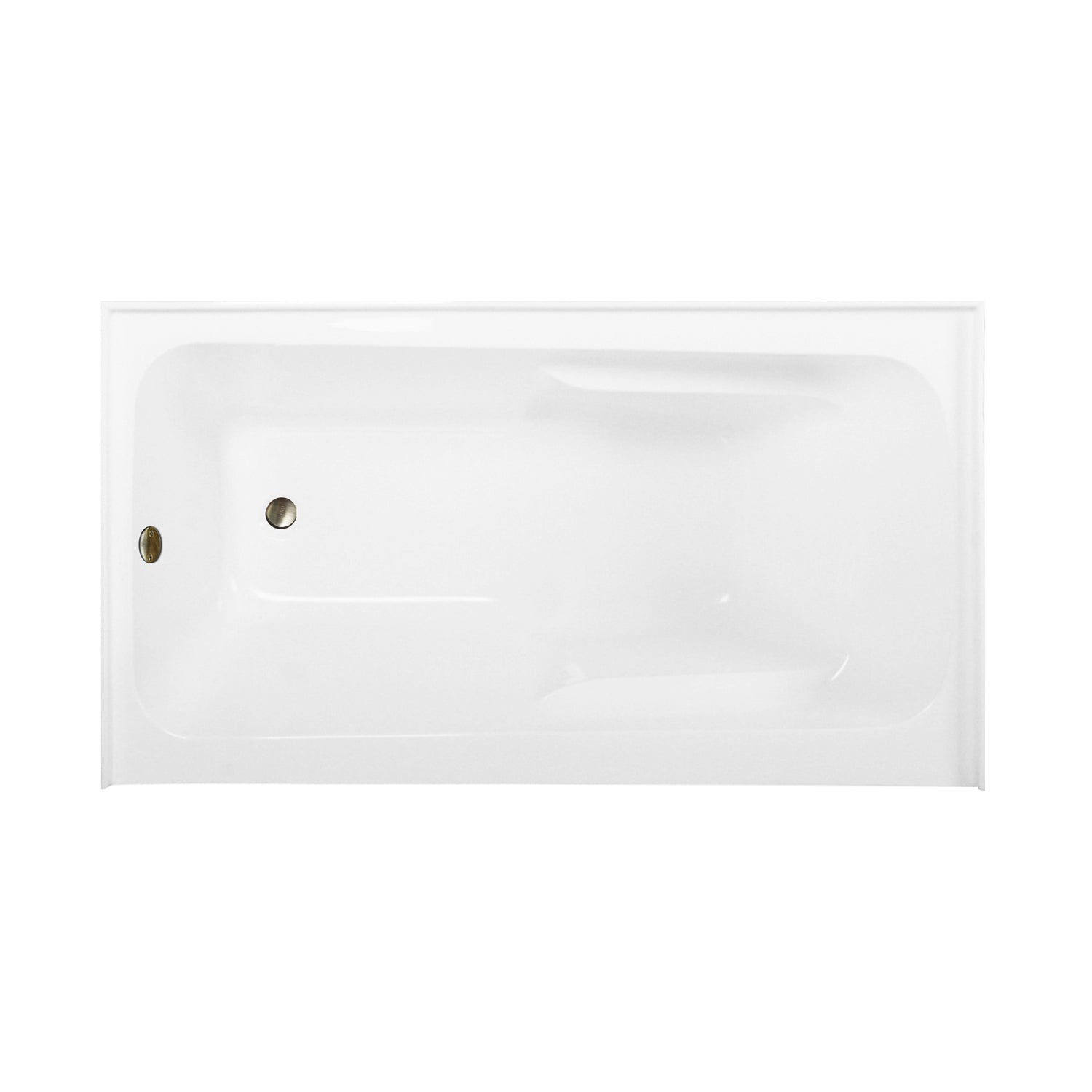 Aqua Eden CVTAP543023L3 54" Acrylic Rectangular 3-Wall Alcove Tub Combo with Armrests and Waste and Overflow Drain (Left Hand Drain), Glossy White/Antique Brass