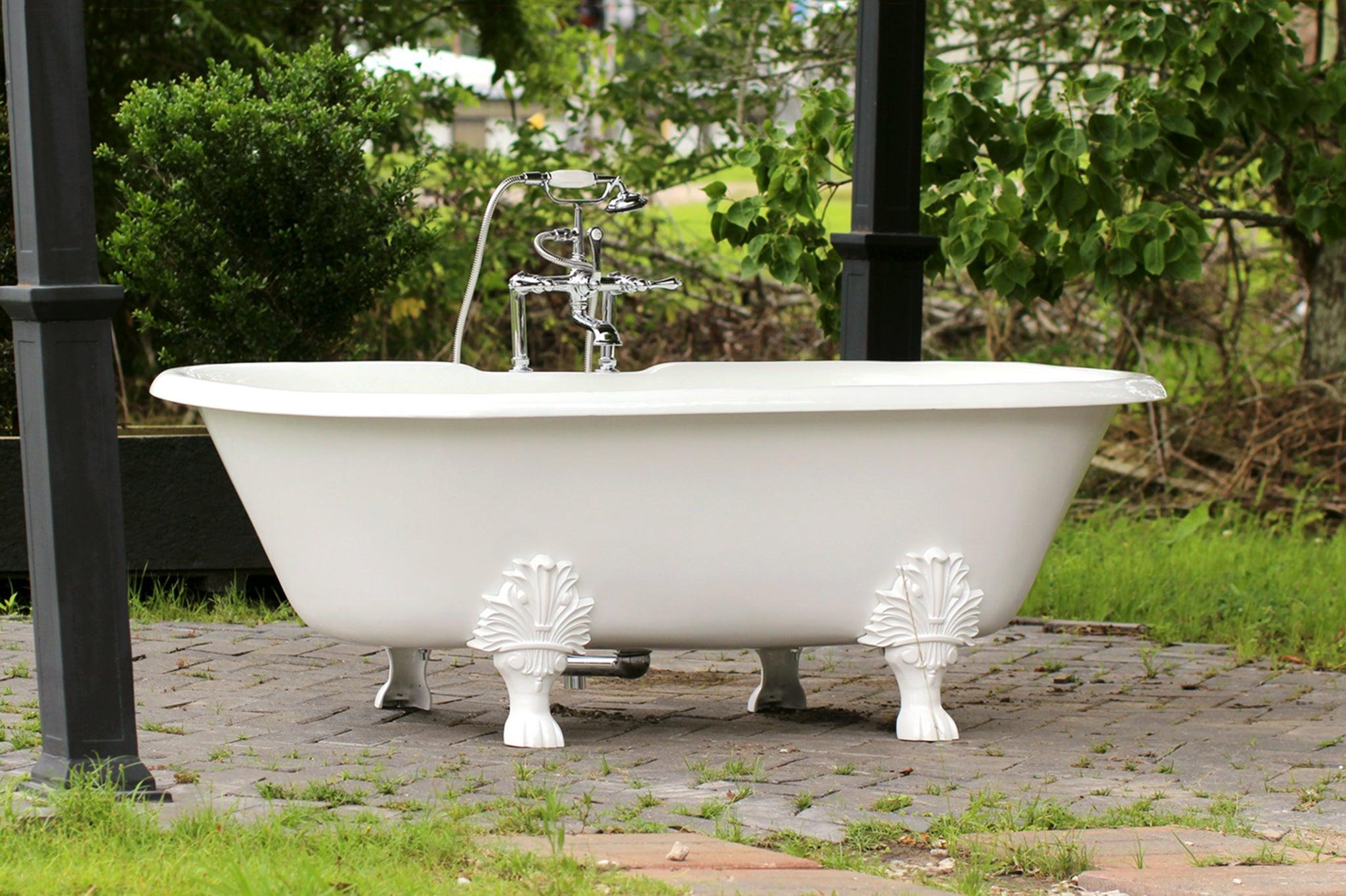 WatermarkFixtures Double Ended 72″ Antique Inspired Cast Iron Clawfoot Bathtub - Bright White - Bathroom Design Center