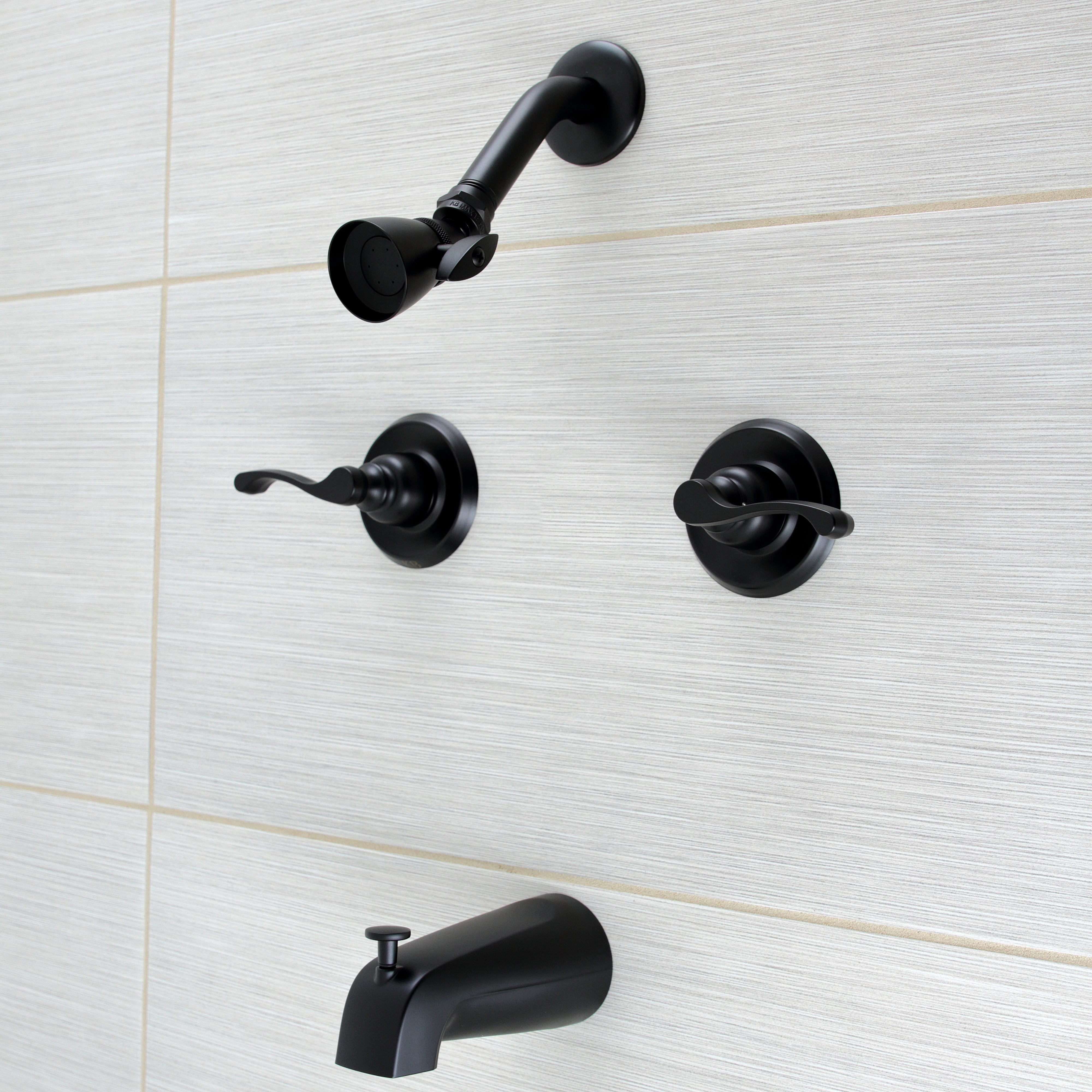 Kingston Brass KB240FL Royal Double-Handle Tub and Shower Faucet, Matte Black