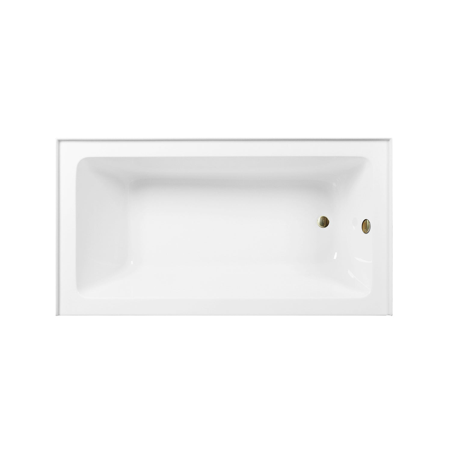 Aqua Eden CVTAP603222R7 60" Acrylic Rectangular 3-Wall Alcove Tub Combo with Waste and Overflow Drain (Right Hand Drain), Glossy White/Brushed Brass