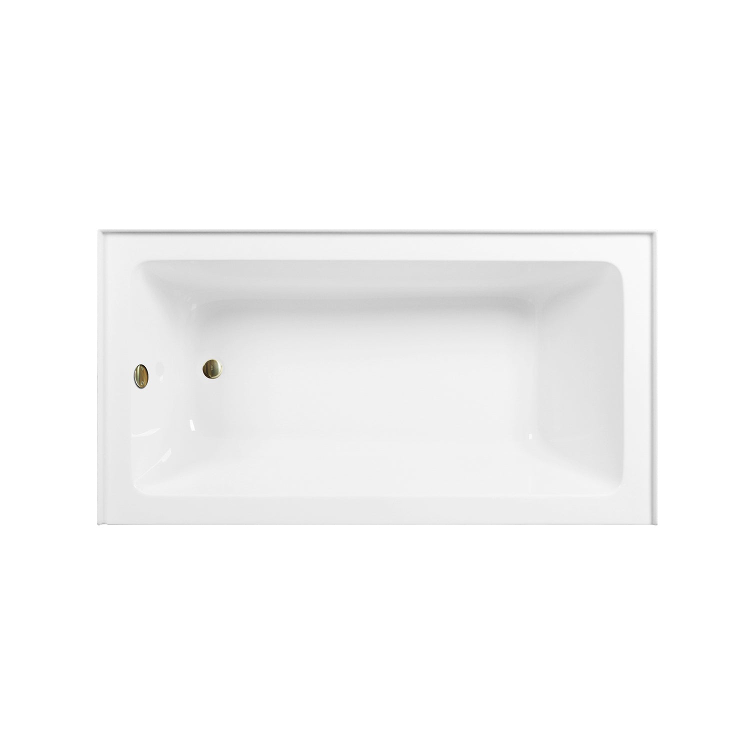 Aqua Eden CVTAP603222L7 60" Acrylic Rectangular 3-Wall Alcove Tub Combo with Waste and Overflow Drain (Left Hand Drain), Glossy White/Brushed Brass