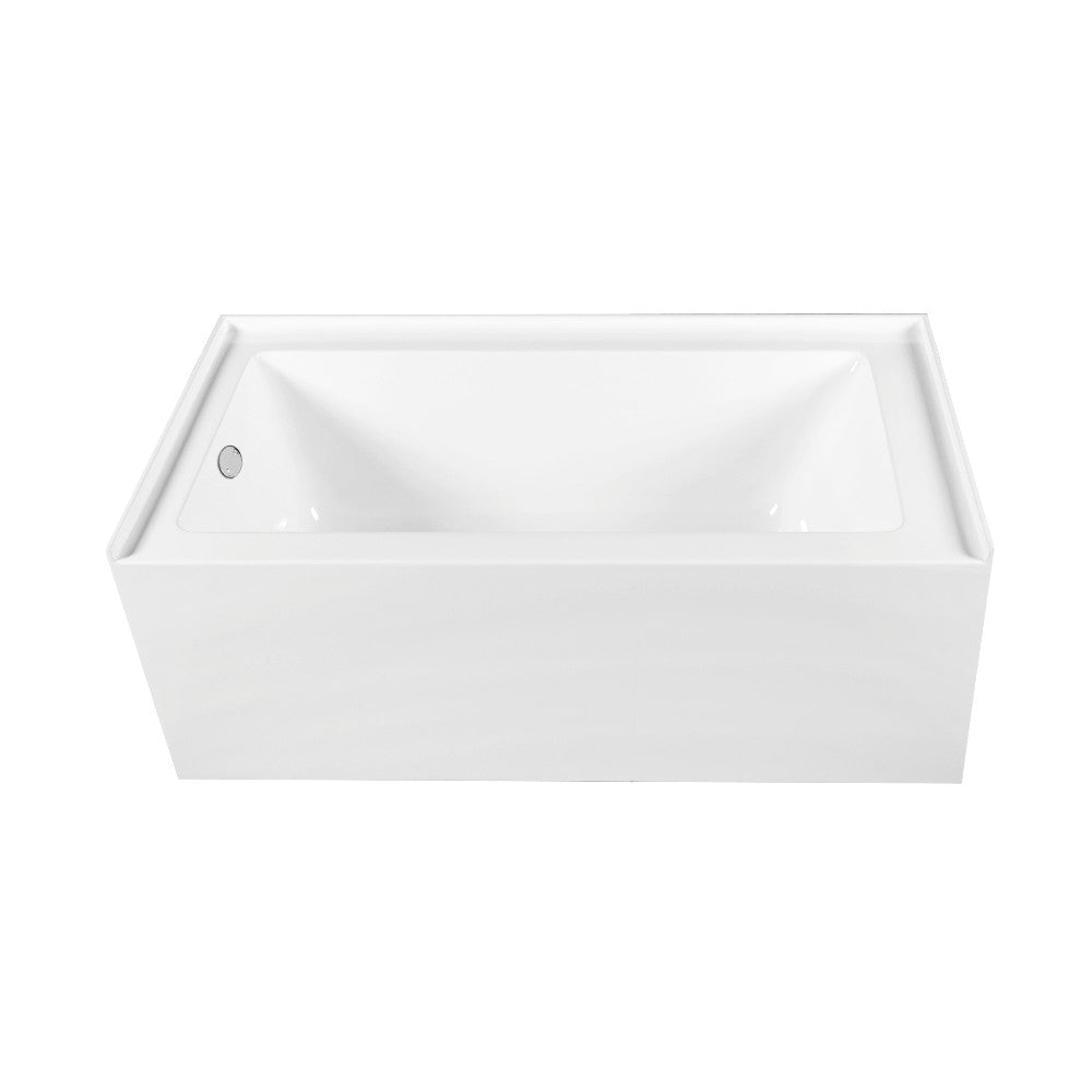 Aqua Eden CVTDE603122L1 60" Acrylic Rectangular 3-Wall Alcove Tub Combo with Waste and Overflow Drain (Left Hand Drain), Glossy White/Polished Chrome