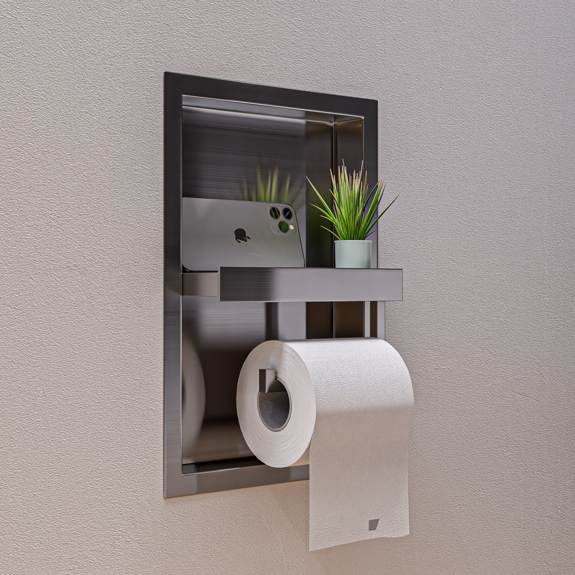 ALFI ABTPN88-BSS Brushed Stainless Steel Recessed Toilet Paper Holder Niche