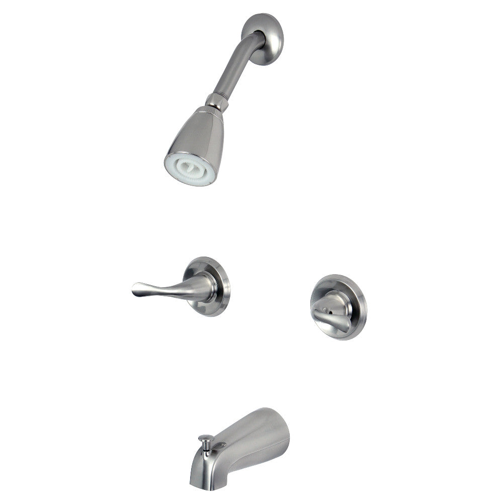 Kingston Brass KB2248YL Yosemite Double-Handle Tub and Shower Faucet, Brushed Nickel
