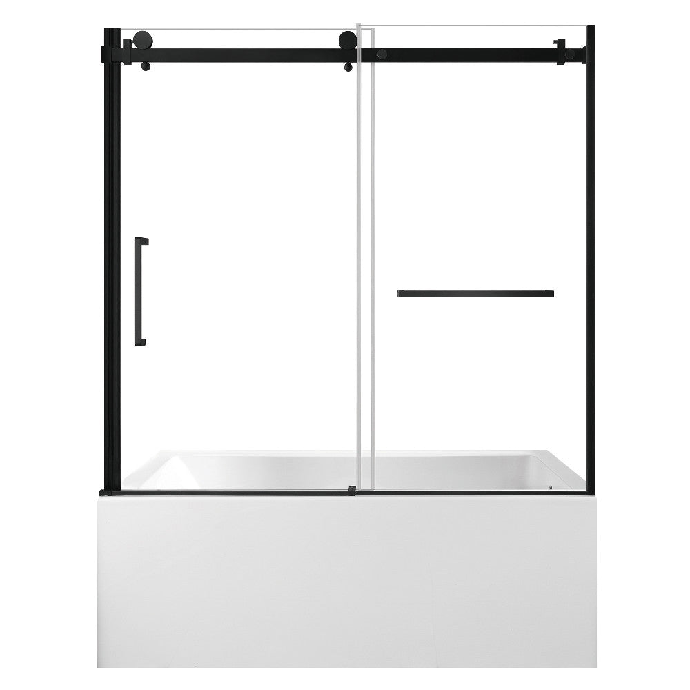 Kingston Brass KVTAP6032R220 60" Acrylic Rectangular 3-Wall Alcove Tub Combo with Tub Door (Right Hand Drain), White/Matte Black