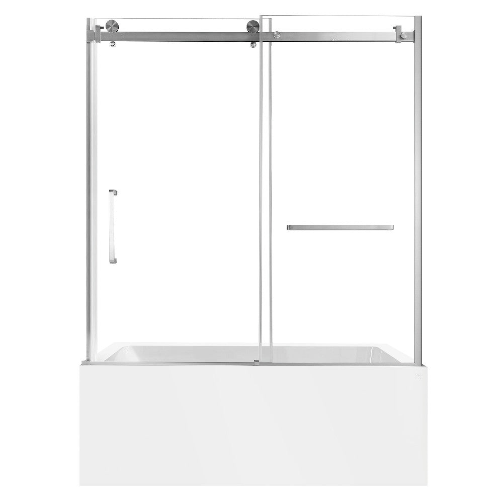 Kingston Brass KVTAP6032R228 60" Acrylic Rectangular 3-Wall Alcove Tub Combo with Tub Door (Right Hand Drain), White/Brushed Nickel