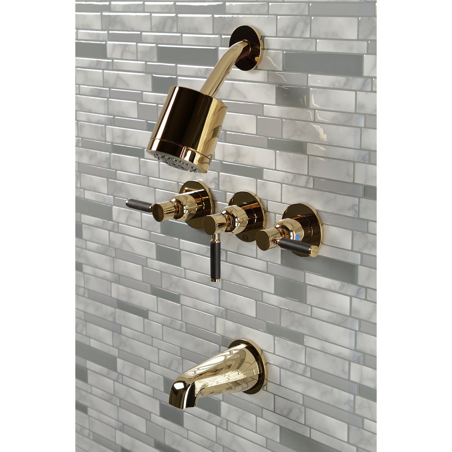 Kingston Brass KBX8132DKL Kaiser Triple-Handle Tub and Shower Faucet, Polished Brass