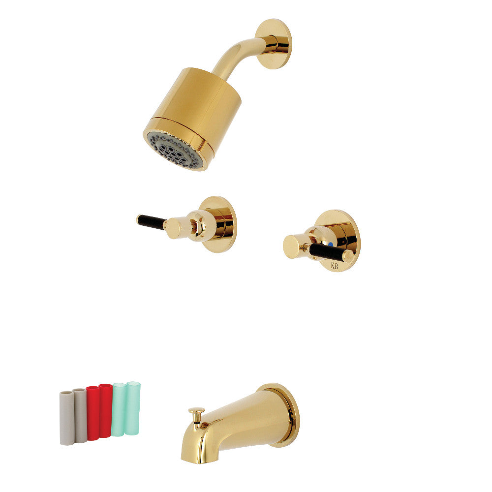 Kingston Brass KBX8142DKL Kaiser Double-Handle Tub and Shower Faucet, Polished Brass